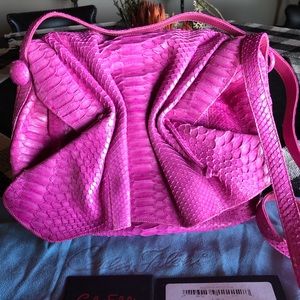 Carlos Falchi Signature Fuschia Python Crossbody